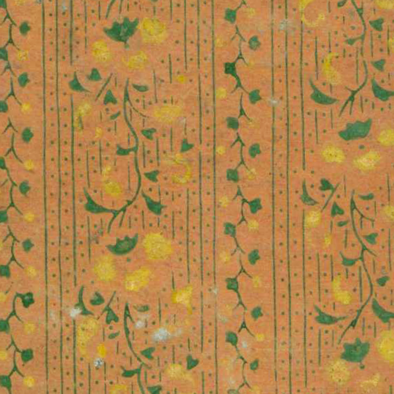 Oranges Modelpapier mit gelb-grünem BlumenMuster